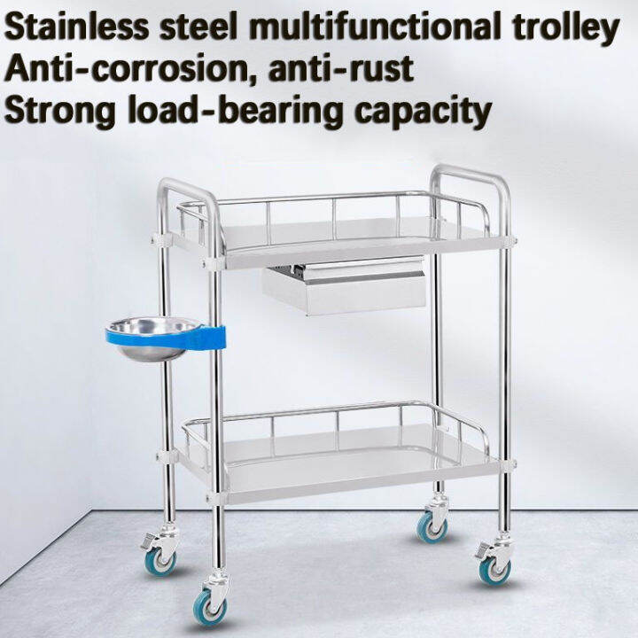 Kitchen Stainless Liquor Food Trolley with wheels trolly organizer rack