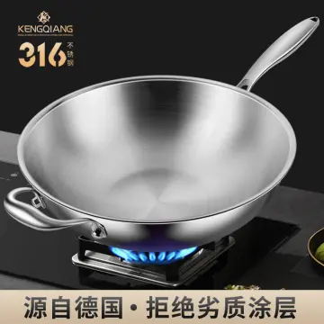 Uncoated cooking pot non stick Frying pan 316 stainless steel