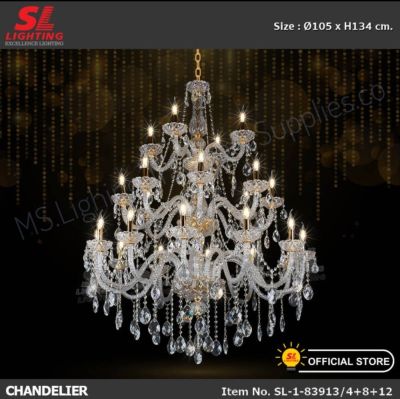 โคมไฟห้อยช่อ Genuine Crystal Decoration Chandelier SL-1-83913/4+8+12 ประดับตกแต่งด้วยเม็ดคริสตัล หรูหราอลังการ สวยงามมากค่ะ SL-1-83913/4+8+12
