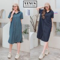 ?Jeans Dress เดรสผ้ายีนเนื้อดี งานฟอกสีสวยมากๆนะคะ แต่งกระดุมเรียงหน้า ด้านข้างแต่งกระเป๋าด้านข้างคะ