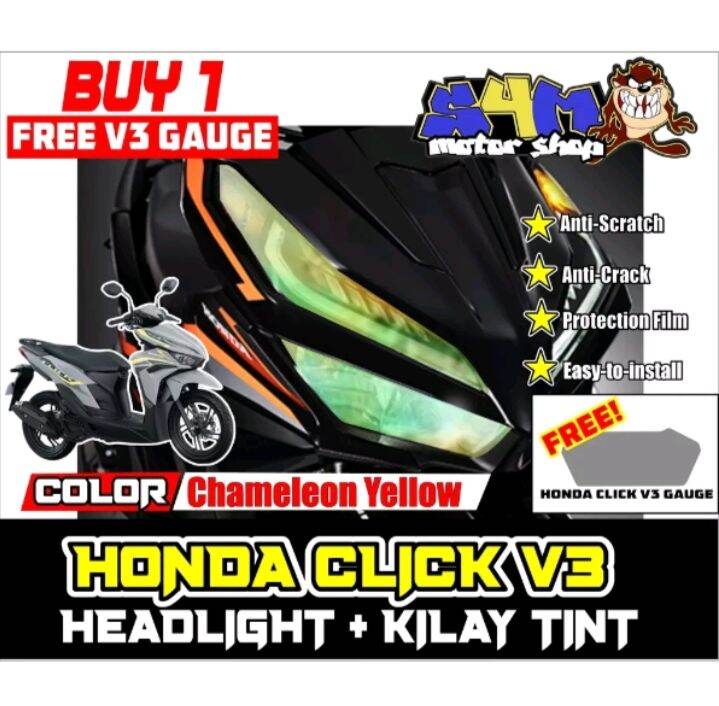 HINDA CLICK V3 HEAD LIGHT+KILAY TINT (FREE V3 GAUGE PROTECTION) | Lazada PH