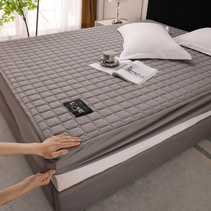 Solid Color Non-slip Bed Fitted Sheet Thickened Bedspread Mattress