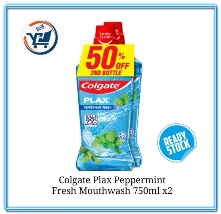 Colgate Plax Peppermint Fresh Mouthwash 750ml x2 expired 2025 Lazada
