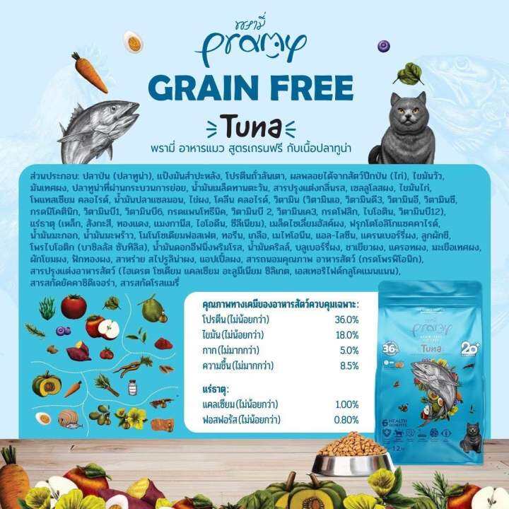 อาหารแมวเม็ด-pramy-grain-free-1-แถม-1-ในรสเดียวกัน-ไซส์-1-2kg-แถมฟรีไซส์-300g-สำหรับน้องแมว-4-เดือนขึ้นไป