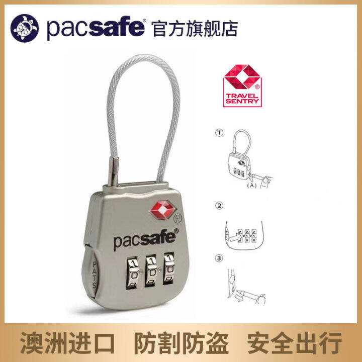 Pacsafe Steel Wire Password Lock Backpack Padlock Travel Bag Steel Wire