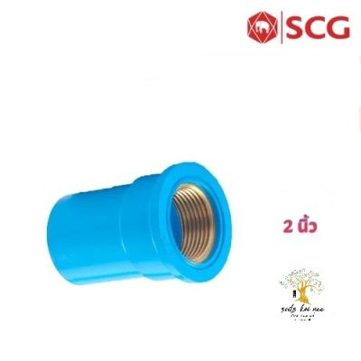 SCG ต่อตรงเกลียวใน ทองเหลือง (Brass Faucet Socket) ท่อหนา อุปกรณ์ท่อประปา PVC สีฟ้า ขนาด 2 นิ้ว