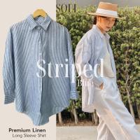 Striped long sleeve shirt linen100%