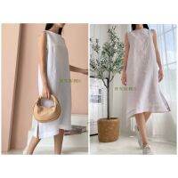 PLOWBRANDS-DR8008 Slim dress ผ้าลินิน (รวมสี)