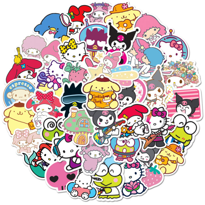 50pcs Hello Kitty Sticker Toys for Girls Kawaii Stickers Cute