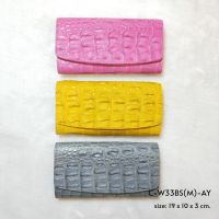 Prang Crocodile Leather Long Tri-fold Wallet กระเป๋าสตางค์ หนังจระเข้ สามพับยาว C-W33BS(M)1-AY