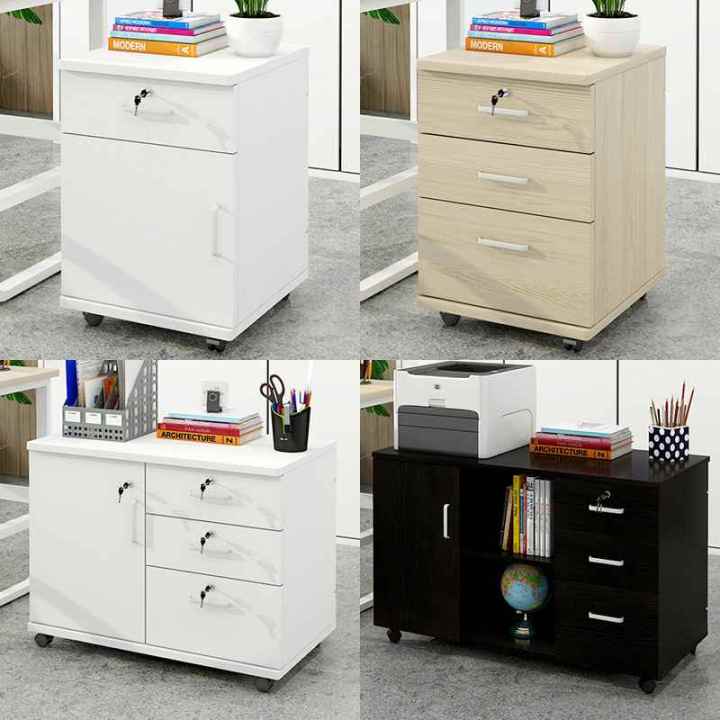 Office File Cabinet Wooden With Lock Locker Small Movable Chest Of Drawer Storage Wheels Under Table Low Lazada Singapore