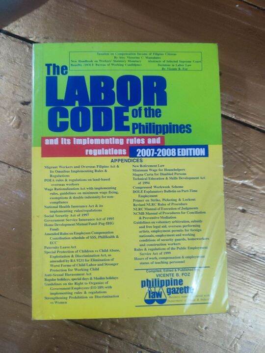 Labor Code of the Philippines 20072008 Lazada PH