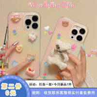 Wansheng เคสโทรศัพท์มือถือลายภาพวาดสีน้ำมันตุ๊กตาสามมิติตุ๊กตาหมีน้อยขนฟูๆ iphone14promax iPhone 15เคสมือถือ11รุ่นใหม่14Pro หญิง12โซ่13PM ซิลิโคนสองชั้นสร้างสรรค์เคสกันกระแทก