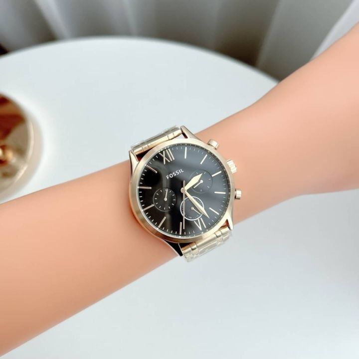 ของแท้100-นาฬิกาข้อมือ-fossil-fenmore-midsize-multifunction-gold-tone-stainless-steel-watch-bq2366