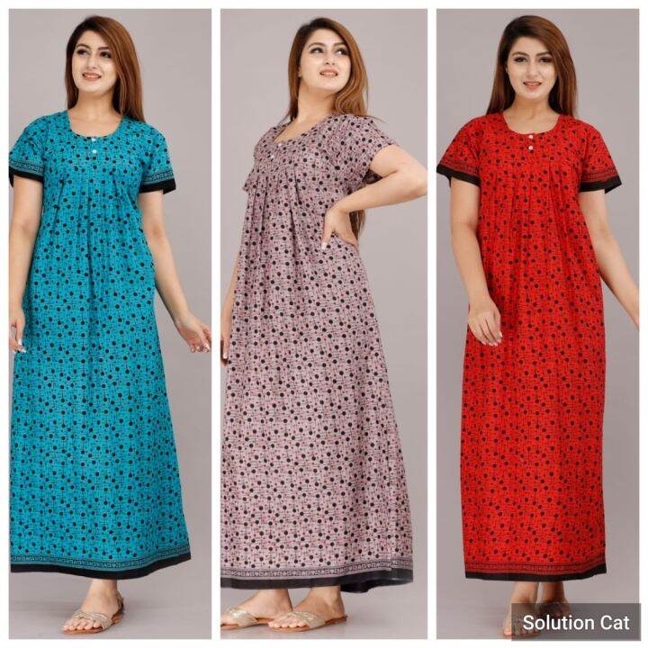Pure Cotton Summer Wear Nighties Sleeping Gown Lazada Singapore