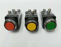 สวิทช์กดหัวเรียบ 25mm 10A 1NO/1NC Push btton switch สวิทช์กดแล้วเด้งกลับ แพค1ชิ้น38บาท