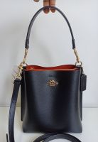 แท้?% Coach CA177 Mollie Bucket Bag 22 In Double Face Leather สีดำ