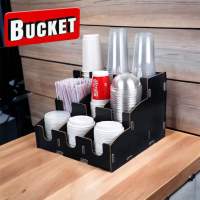 Bucket ช่องใส่แก้ว ที่ใส่แก้วกาแฟ 8 ช่อง สีดำ 8-32oz