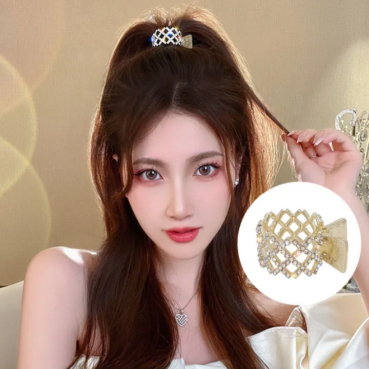 Simple Gold Silver Color Zircon Hairpins for Women Rhinestones High  Ponytail Hairstyle Hold Hair Clips Korean Style Elegant Female Hair  Accessories | Lazada PH