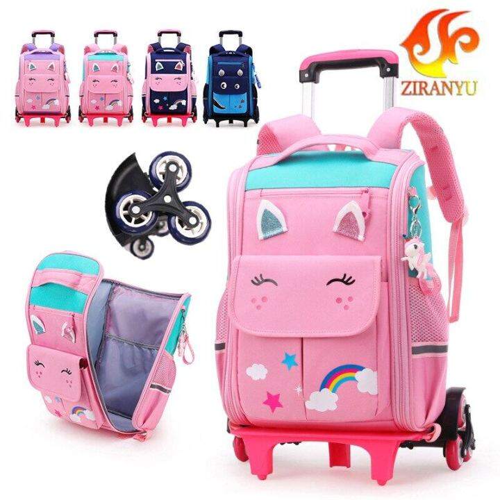 ZIRANYU NEW Big Capacity Trolley school Bag for kids Girls School