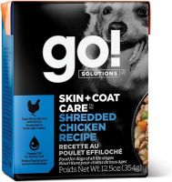 อาหารเปียกสุนัข Go! Solutions สูตร Skin + Coat Care Shredded Chicken Recipe With Grains ขนาด 354 g