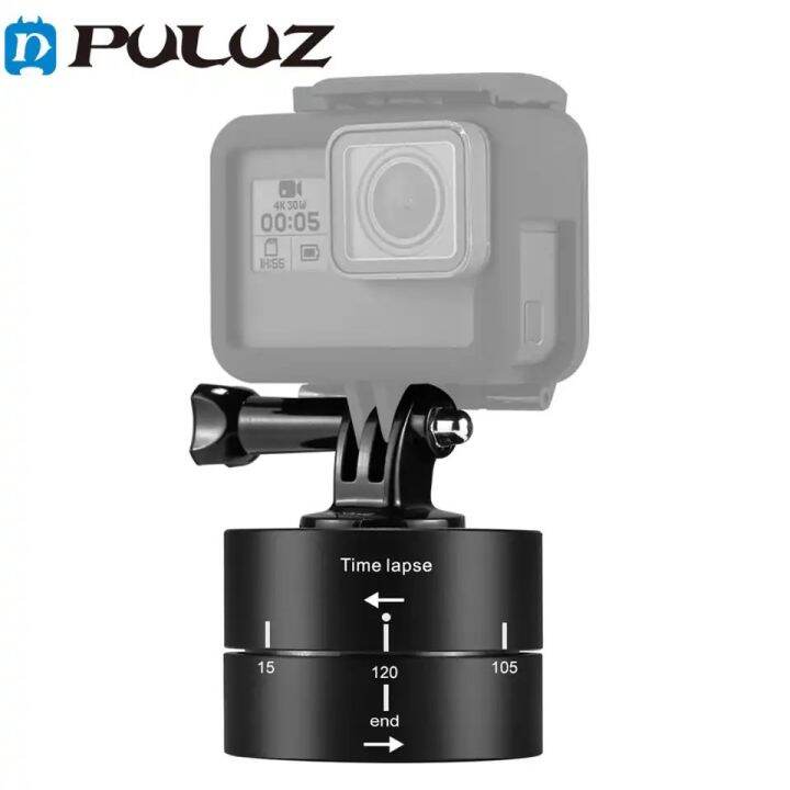 puluz-360-degrees-panning-rotation-60-120-minutes-time-lapse-stabilizer-tripod-head-adapter-for-gopro-11-10-9-8-7-amp-action-cameras