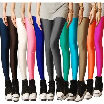 VIIANLES Workout Leggings Shiny Pants Women Shiny Leggings Solid
