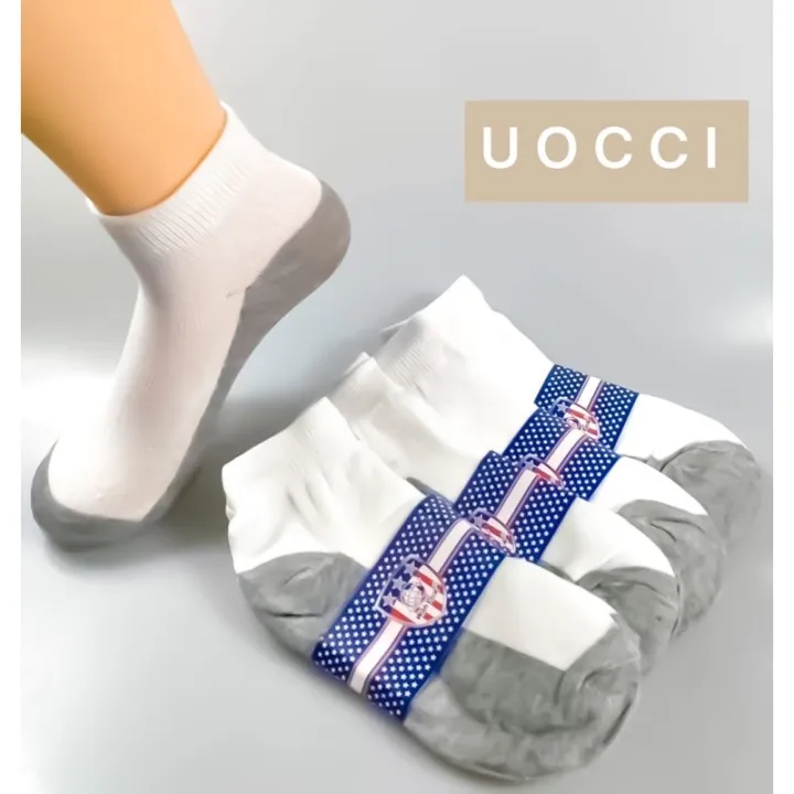 12 Pairs Unisex Cotton White Socks with Grey Bottom Men Women Adult