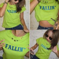 new! เสื้อ fallin glitter baby tee | สี lime w/sky blue