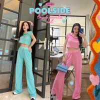 FLAT2112 FF0315 : POOLSIDE TOP &amp; PANTS  SET ชุดเซ็ตเสื้อแขนสั้น กับกางเกงขายาว เนื้อผ้าขนหนู