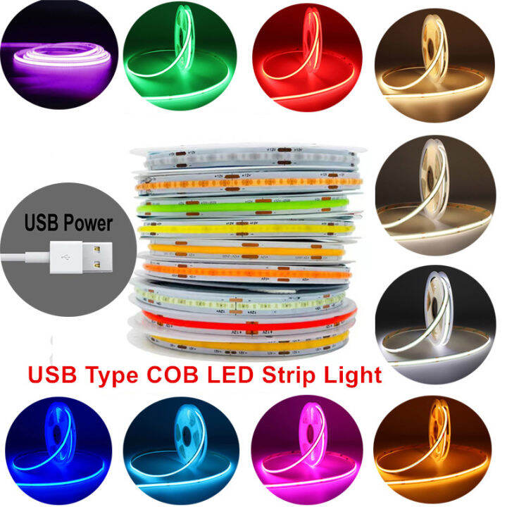 Angelila 5v USB COB LED Strip Light for Bedroom TV 5m Led Tape
