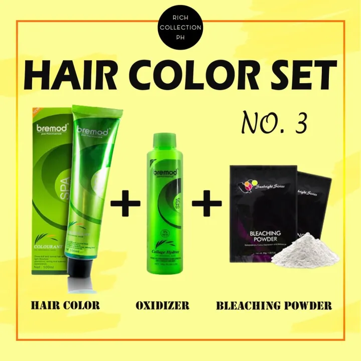 SET NO. 3 Bremod Hair Color with Oxidizer and Bleaching Powder Lazada PH