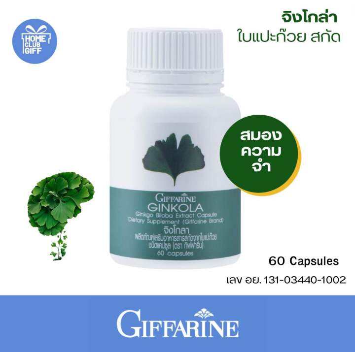 กิฟฟารีน-ใบแปะก๊วยสกัด-จิงโกะ-ginko-biloba-ความจำสมอง-อาหารเสริม-60-แคปซูล