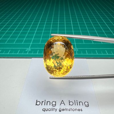 ซิทริน Citrine น้ำหนัก 21.55 ct (20.4x15.2x11.2)mm เม็ดนี้สวยมากเหสีองทอง พลอยธรรมชาติ ไม่ผ่านการปรุงแต่ง ไฟเต็ม สะอาด