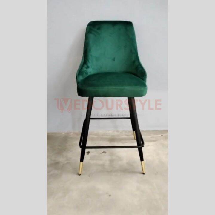 Vedourstyle Velvet Fabric Bar Stool/Modern Designer Bar Chair Gold Leg