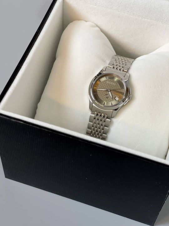 นาฬิกาข้อมือสำหรับผู้หญิง-watch-new-gucci-g-timeless-หน้าปัดน้ำตาล-ขนาด-27mmรับประกันของแท้-100-ไม่แท้ยินดีคืนเงินเต็มจำนวน