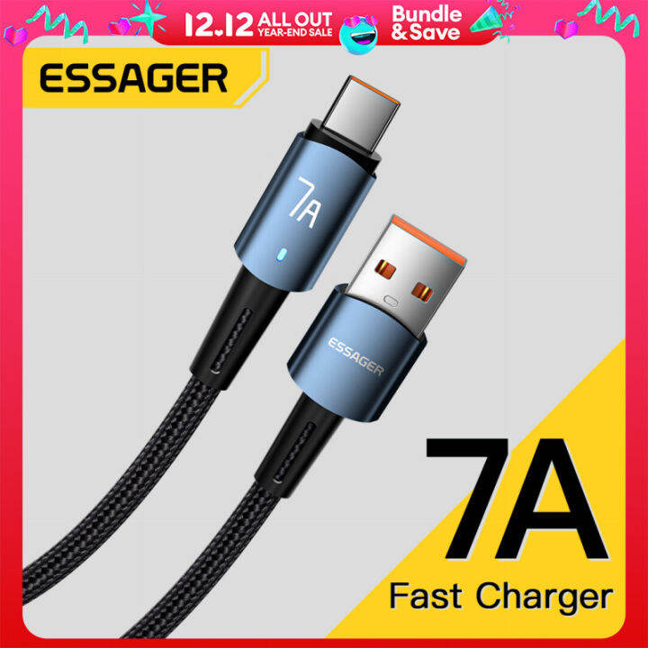 Essager 7a 66w Type C Usb Cable Super Fast Charge Cable For Huawei Mate 40 30 Xiaomi Samsung