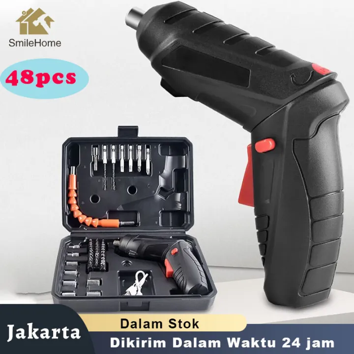 Mesin Bor Cordless Mini 48pcs Set Screwdriver Baterai Obeng Mesin Bor Baterai Portable 8682