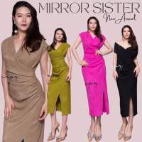 ?️Mirrorsister #30708.2 เดรสตัวยาวทรงงาม เดรสเรียบหรู ผ่าหน้า ชุดออกงาน ชุดทำงาน