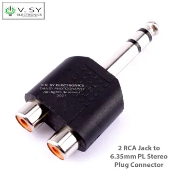 6.35mm Stereo Jack Splitter Audio Cable 1/4inch Plug to 2x Sockets TRS 0.2m  20cm