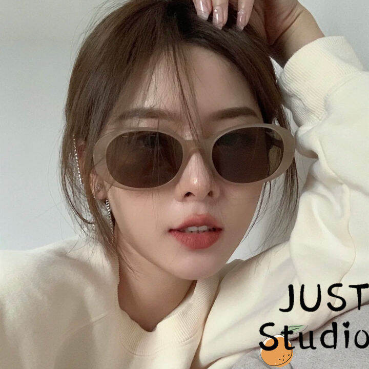 Korean Style Oval Frame Sunglasses Concave Shape Popular Retro