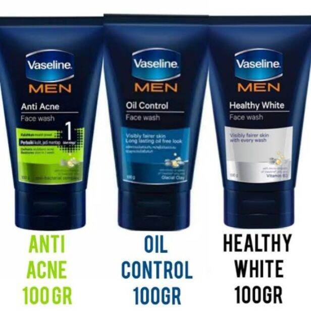 Lot De 2 Mousses Nettoyantes Vaseline Men Oil Control – 100 G Chaque, Contre Les Brillances