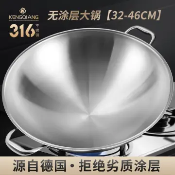 304 Stainless Steel Wok Uncoated Two-sided Five-layer Steel Wok