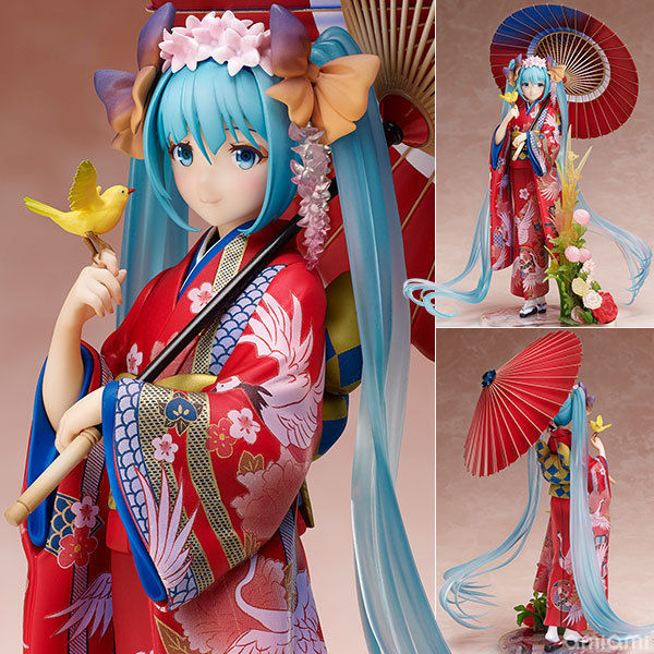 Fast Shipping 23cm Miku Anime Characters Figeure Kawaii Red Kimono Girl  with Umbrella Boxed Pvc Material Anime Figures | Lazada