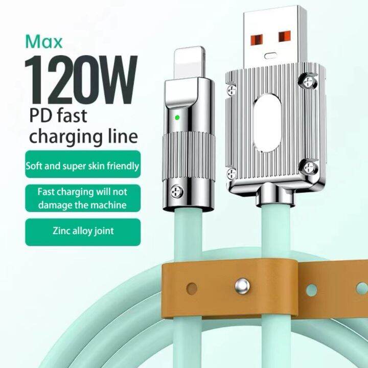 NicEseed 120W 6A Super Fast Charge Cable Type C/Micro USB Zinc Alloy Liquid Silicone Quick