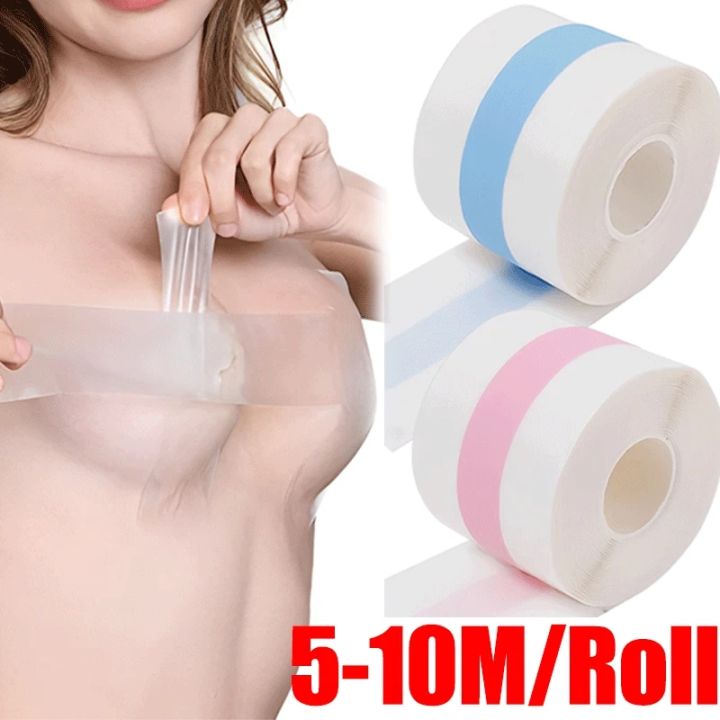 5M/10M Transparent Breast Lift Boob Tape Women Invisible Bra Nipple Cover  DIY Waterproof Sticky Strong Support Push Up Chest Stickers