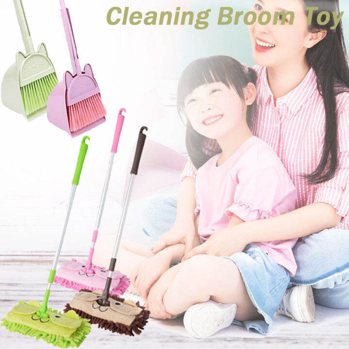 Children Cleaning Broom Toy Set Mini Simulation Broom Mop Dustpan Set