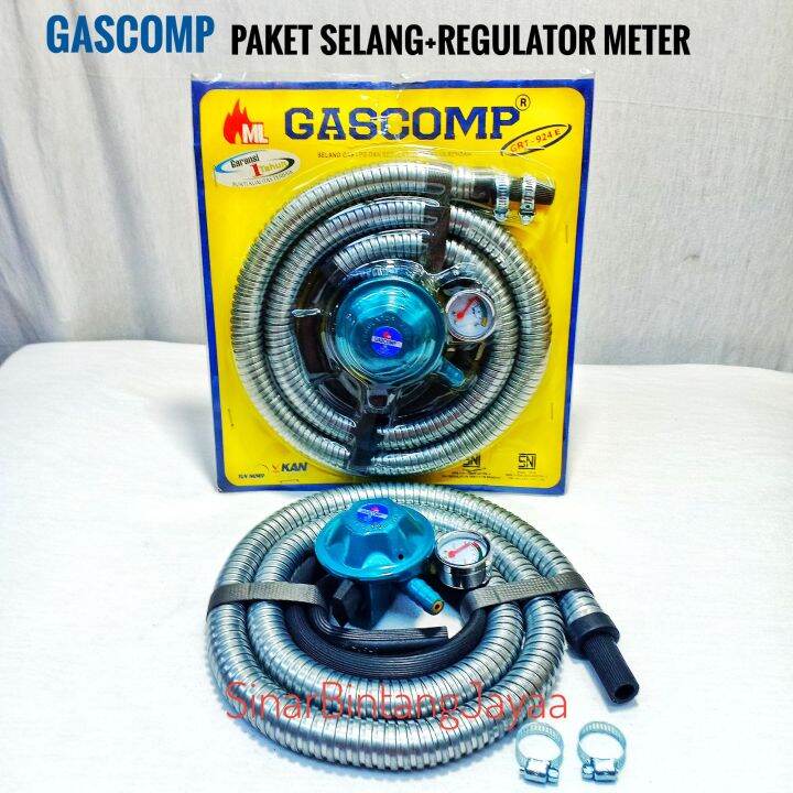 Gascomp Selang Kompor Gas Paket Regulator Meter Grt E Flexible