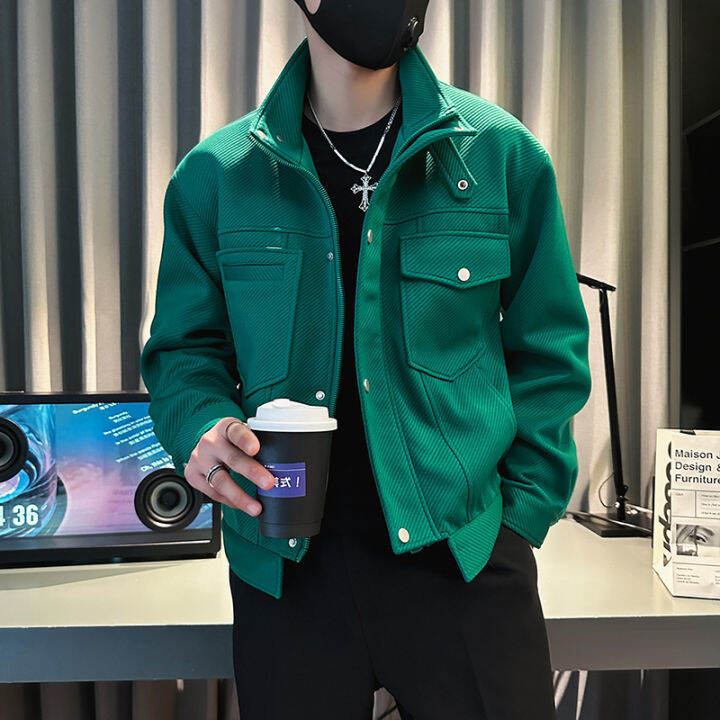 Fancy Green Coat Men's Fashion Brand Handsome Menswear Clothing 2023 New Spring Trend Men's