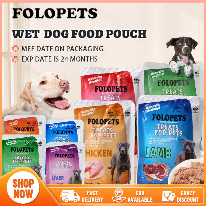FOLOPETS 120g Dog Food Pouch Organic Wet Dog Food(4 Flavors) Lazada PH